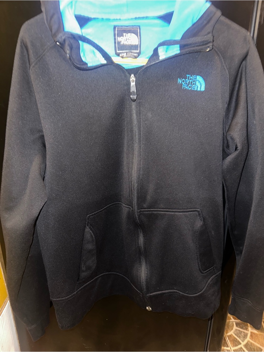 The North Face Full-Zip Fleece Hoodie Black/Turquoise - Men's- Size M EUC